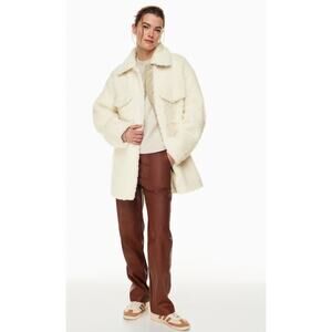 Aritzia Wilfred Free Thompson Shirt Jacket 2 Birch Cream Teddy Old Money